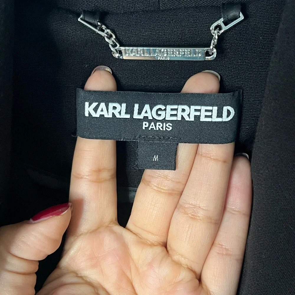 KARL LAGERFELD PARIS Drop Belted Trench Coat size M EUC - Picture 5 of 9